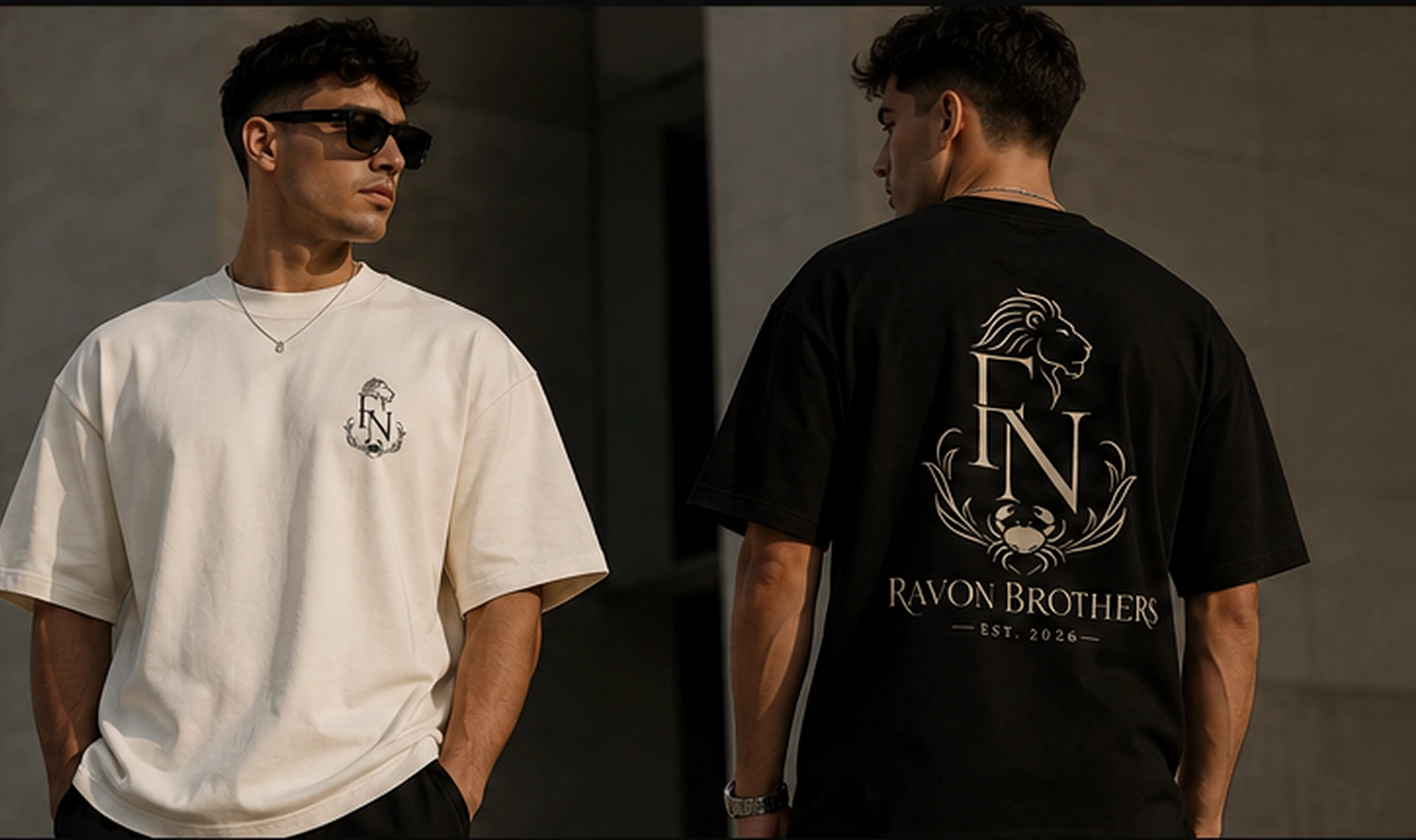 Ravon Brothers siyah ve krem tişört koleksiyonu